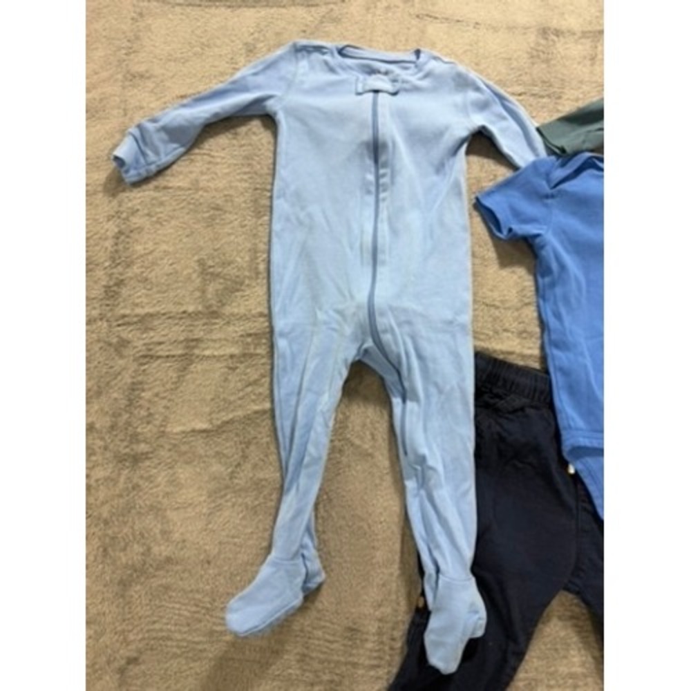 Primary H&M Baby 9-12M Organic Cotton Sleeper Bodysuits Pant Bundle 5pc Blue Set - Picture 2 of 7